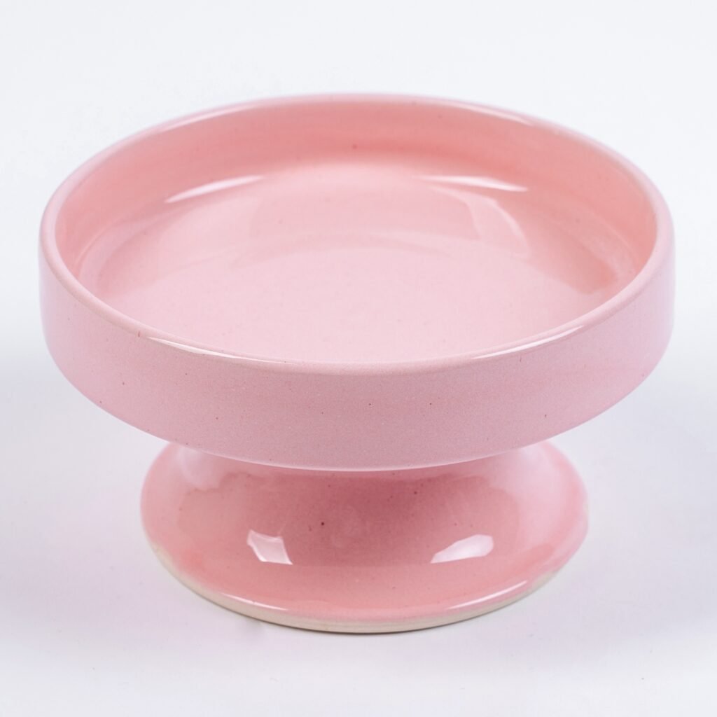 Comedero y bebedero elevado para gatos ceramico LYMA color rosa chicle