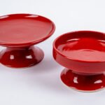 Detalle del Set Comederos Elevado para Gatos Ceramica LYMA - color rojo