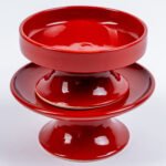 Set Comederos Elevado para Gatos Ceramica LYMA - color rojo