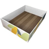 Caja-rascadora para gatos con cartón doble kraft ultra resistente, ideal para el cuidado de sus uñas y el entretenimiento.